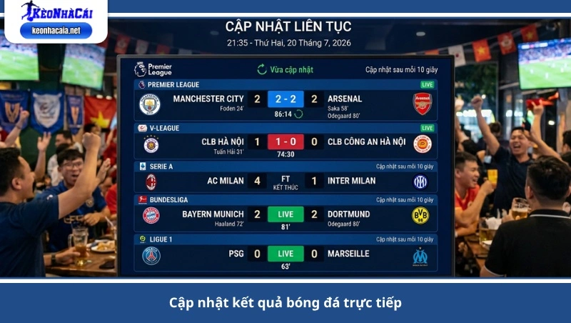 cập nhật kết quả bóng đá trực tiếp
