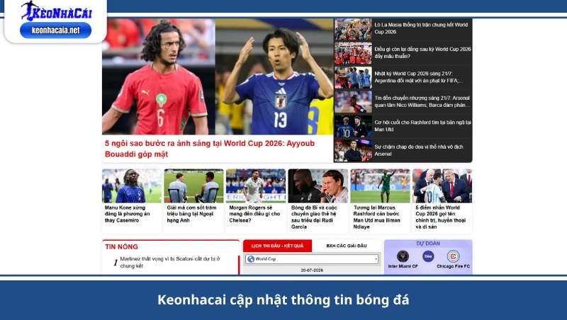 Keonhacai cập nhật thông tin bóng đá